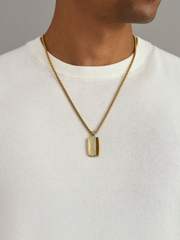 Nialaya Men's Necklace The Golden Force Tag The Golden Force Tag